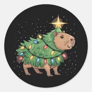 Capybara-Weihnachtsgeschenke Capy Lustiger Xmas-Ba Runder Aufkleber