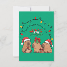 Capybara-Weihnachtslichter-Geburtstagsfeier Dankeskarte