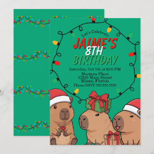 Capybara-Weihnachtslichter-Geburtstagsfeier  Einladung