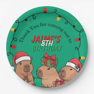 Capybara-Weihnachtslichter-Geburtstagsfeier  Pappteller
