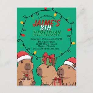 Capybara-Weihnachtslichter-Geburtstagsfeier  Postkarte