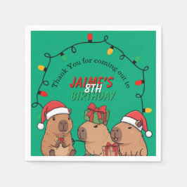 Capybara-Weihnachtslichter-Geburtstagsfeier Serviette