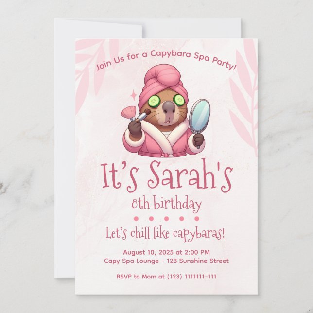 Capybara Wellness-Center Party Einladung Capybara  (Vorderseite)