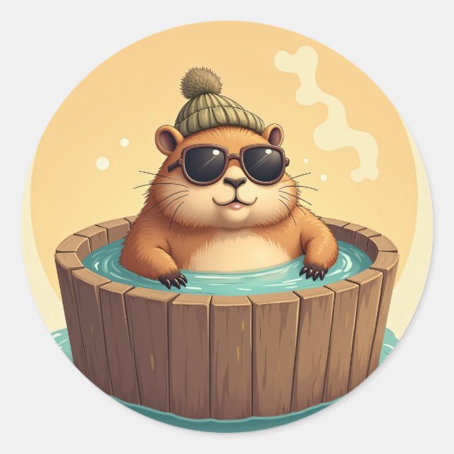 Capybara Whirlpool Entspannungs-Vibes Sticker Capy (Vorderseite)