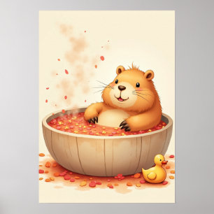 Capybara Whirlpool-Relaxation Aufkleber Capybara-F Poster