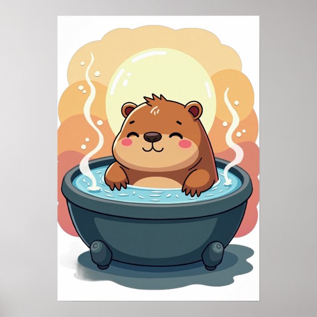 Capybara Whirlpool-Relaxation Chill-Vibes Gemütlic Poster (Vorne)