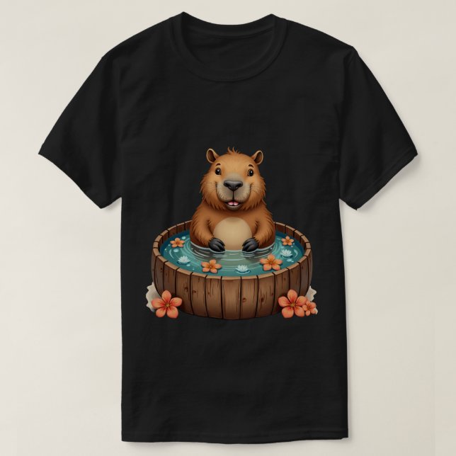 Capybara Whirlpool-Relaxation Gemütlicher Zen-Spa- T-Shirt (Design vorne)