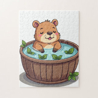 Capybara Whirlpool-Relaxation Kawaii Minzblätter K Puzzle