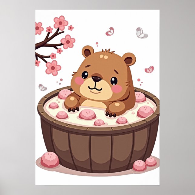 Capybara Whirlpool-Relaxations-Badebomben Kirschbl Poster (Vorne)