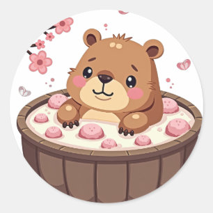 Capybara Whirlpool-Relaxations-Badebomben Kirschbl Runder Aufkleber