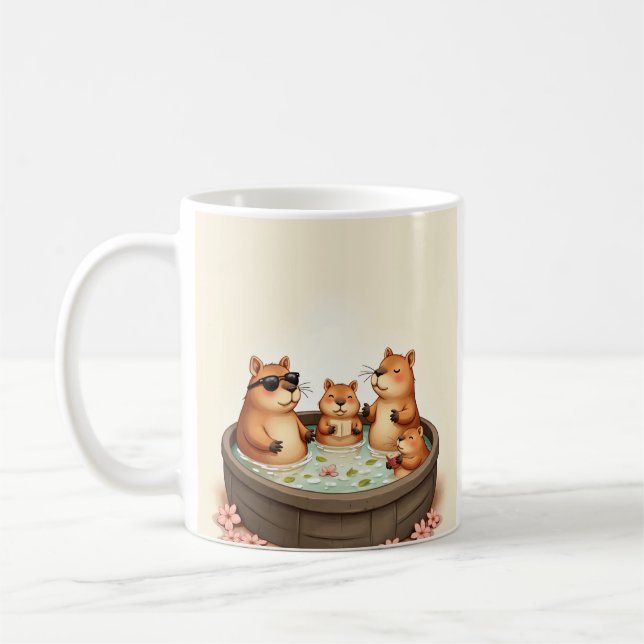 Capybara Whirlpoolentspannung Kirschblüten Tee Tim Kaffeetasse (Links)