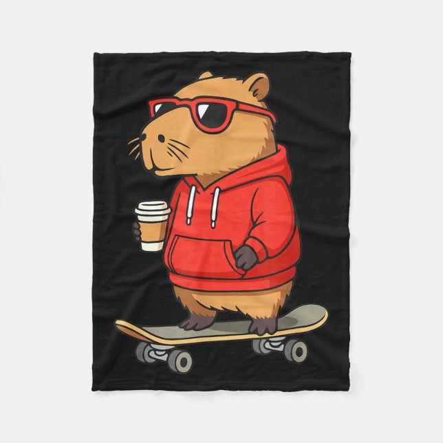 Capybara With Sungles Skater Capy  Fleecedecke (Vorderseite)