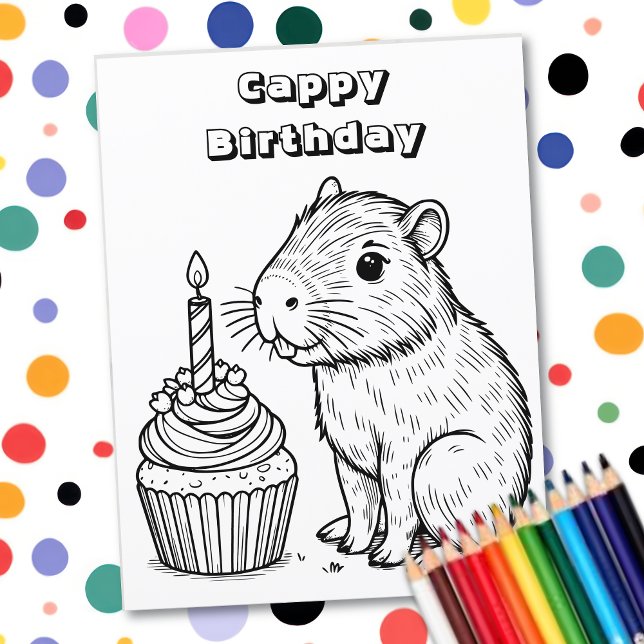 Capybara-Witz zum Geburtstag | Malvorlage (Von Creator hochgeladen)