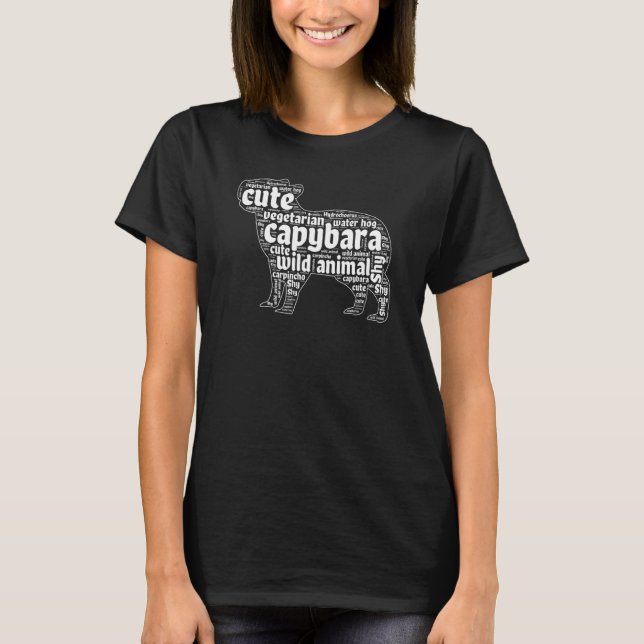 Capybara Word Cloud Wildlife T-Shirt (Vorderseite)