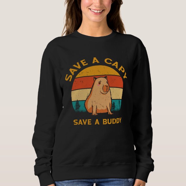 Capybara World Wildlife Day Animal Welfare Retro W Sweatshirt (Vorderseite)
