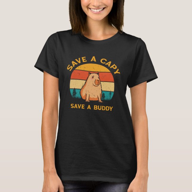 Capybara World Wildlife Day Animal Welfare Retro W T-Shirt (Vorderseite)