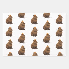 Capybara Wrapping Paper Flat Sheet Set 3 Geschenkpapier Set