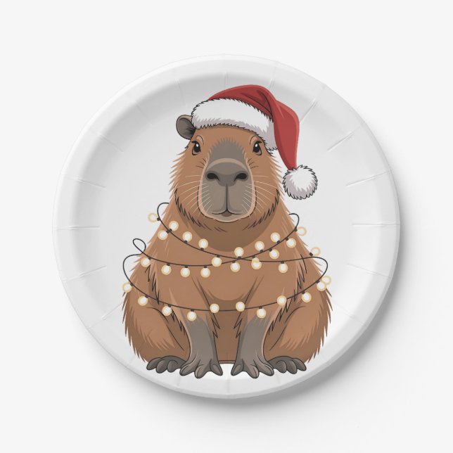 Capybara Xmas Matching Funny Santa Pappteller (Vorderseite)