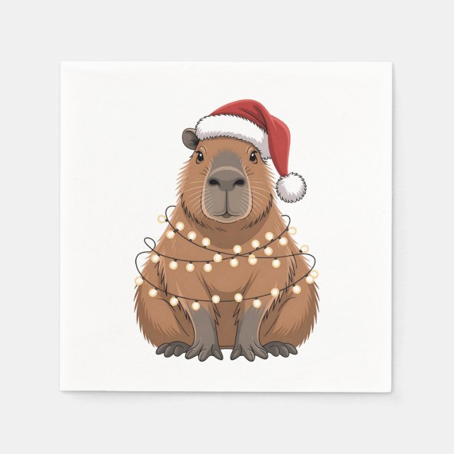 Capybara Xmas Matching Funny Santa Serviette (Vorderseite)