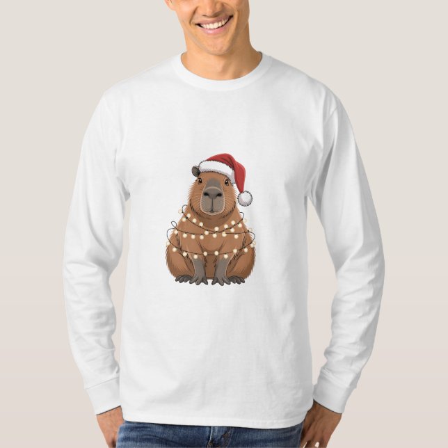 Capybara Xmas Matching Funny Santa T-Shirt (Vorderseite)