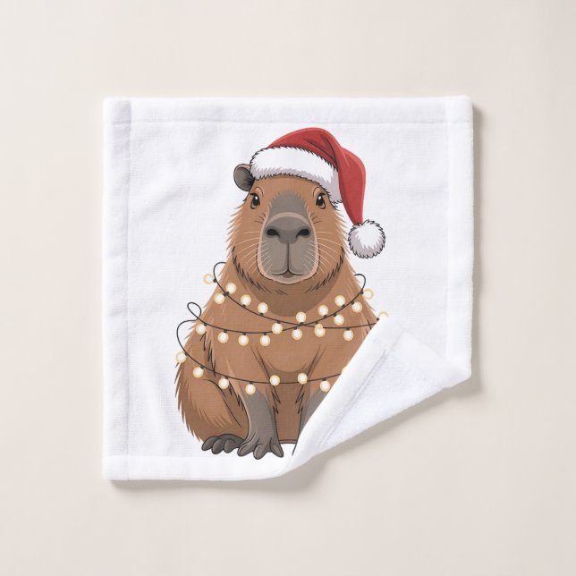 Capybara Xmas Matching Funny Santa Waschlappen (Waschlappen)