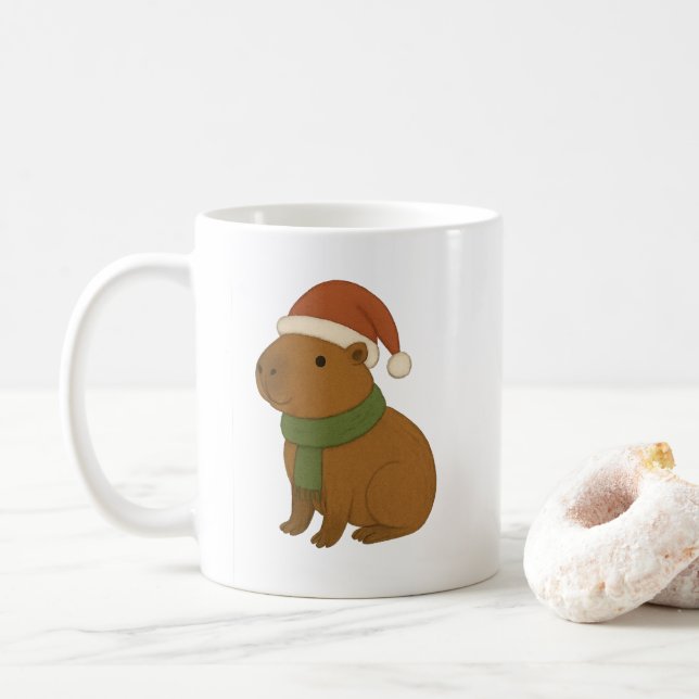 Capybara zu Weihnachten Kaffeetasse (Mit Donut)