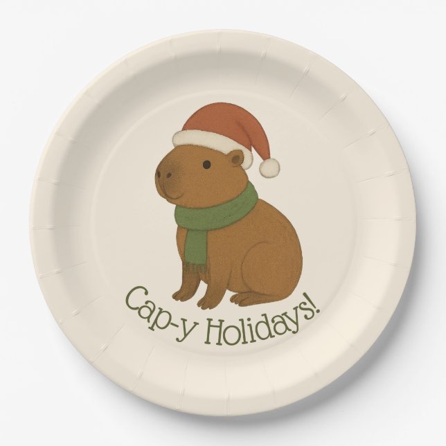 Capybara zu Weihnachten Pappteller (Vorderseite)
