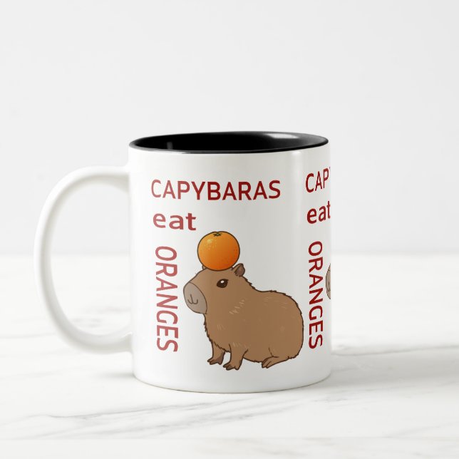 Capybaras essen Orangen Tasse | Niedliches und son (Links)