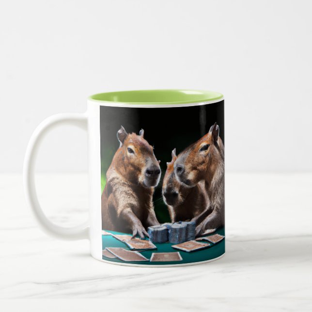 Capybaras Gambling Zweifarbige Tasse (Links)
