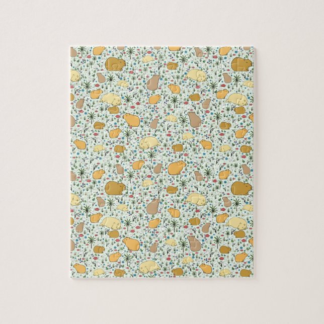 Capybaras in Grün Puzzle (Vertikal)