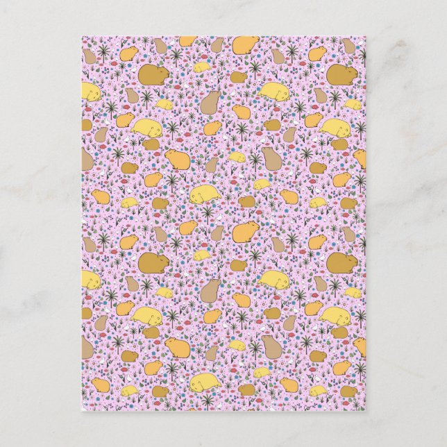 Capybaras in Rosa Postkarte (Vorderseite)