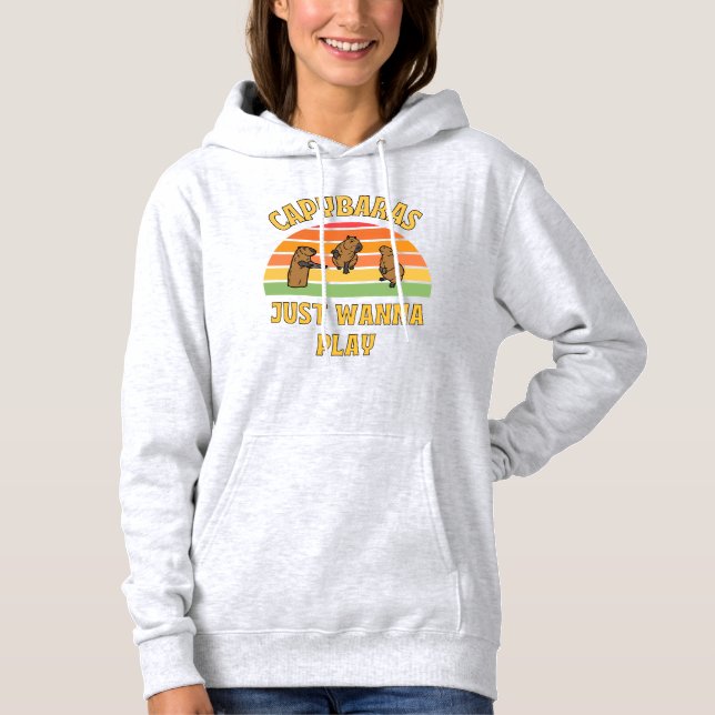Capybaras will nur Slogan spielen Hoodie (Vorderseite)