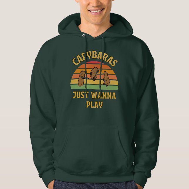 Capybaras will nur Slogan spielen Hoodie (Vorderseite)