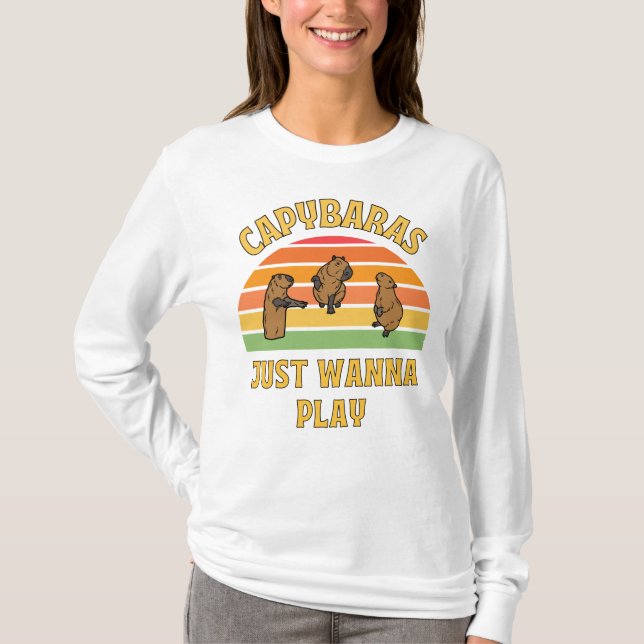 Capybaras will nur Slogan spielen T-Shirt (Vorderseite)