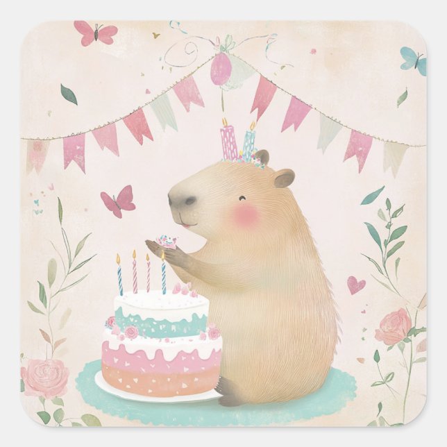 Capybura Birthday Bash Kinder Party Stickers (Vorderseite)