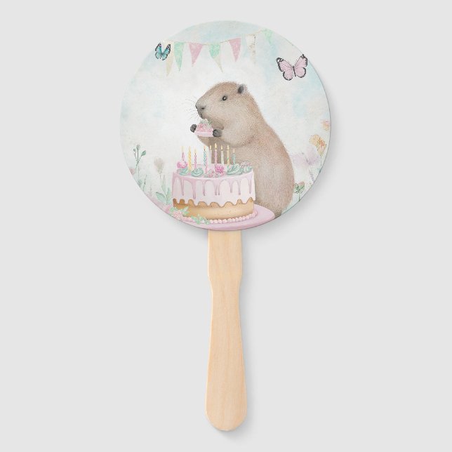 Capybura Cakefest Geburtstagsparty Hand Fans Fächer (Vorderseite)