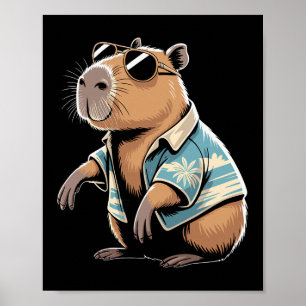 Capybyra-Fußballfan Cartoon-Illustration Poster