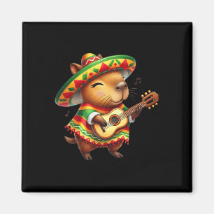 Capybyra Sombrero Guitar Cinco De Mayo Mexikanisch Magnet