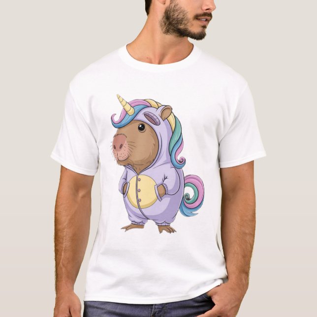 Capycorn Capybara Unicorn Kawaii Rainbow Rodent T-Shirt (Vorderseite)
