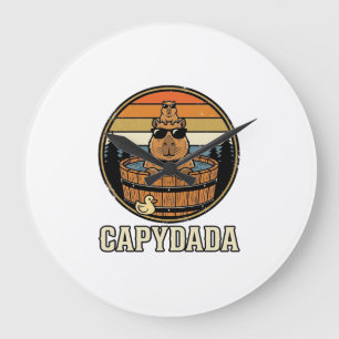 Capydada Capybara Vater Retro Whirlpool Vektordesi Große Wanduhr