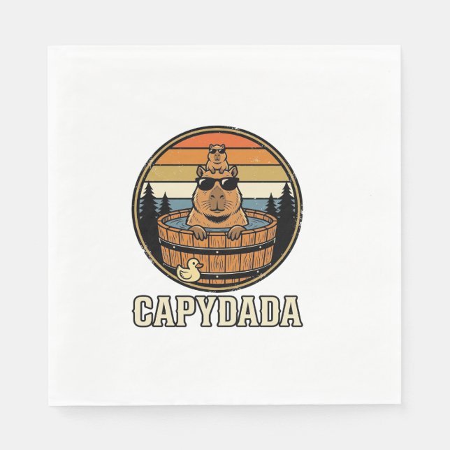 Capydada Capybara Vater Retro Whirlpool Vektorgraf Serviette (Vorderseite)