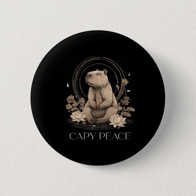 Capyra Peace Cute Yoga  Button (Vorderseite)