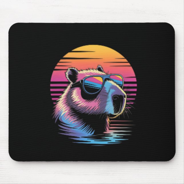 Capyra Süß Retro Tier Sommer Urlaub Strand  Mousepad (Vorne)