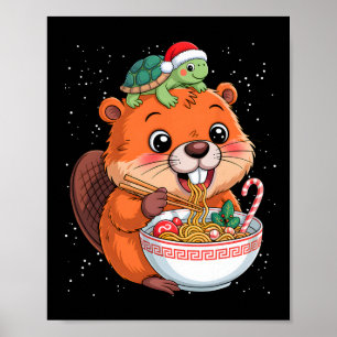 Capyra und Turtle Ckpack Ramen Kawaii Xmas Capira Poster