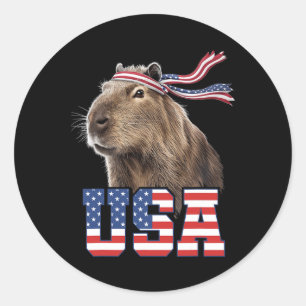Capyra USA Patriotische Amerikanische Flagge Männe Runder Aufkleber