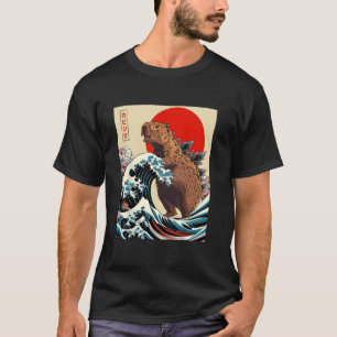 Capyzilla Capybara Japanischer Art Retro Rodent Fu T-Shirt