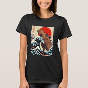 Capyzilla Capybara Japanischer Art Retro Rodent Fu T-Shirt