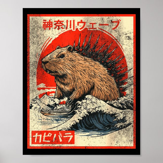 Capyzilla _ Kanagwa Wave Japan _ Cool Rodent Capyb Poster (Vorne)
