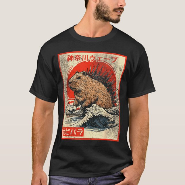 Capyzilla _ Kanagwa Wave Japan _ Cool Rodent Capyb T-Shirt (Vorderseite)