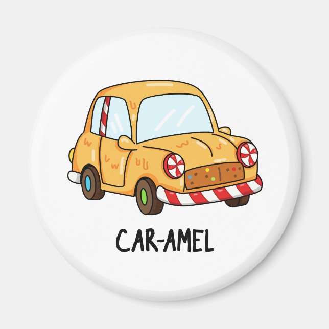 Car-amel Funny Candy Car Pun Magnet (Vorne)